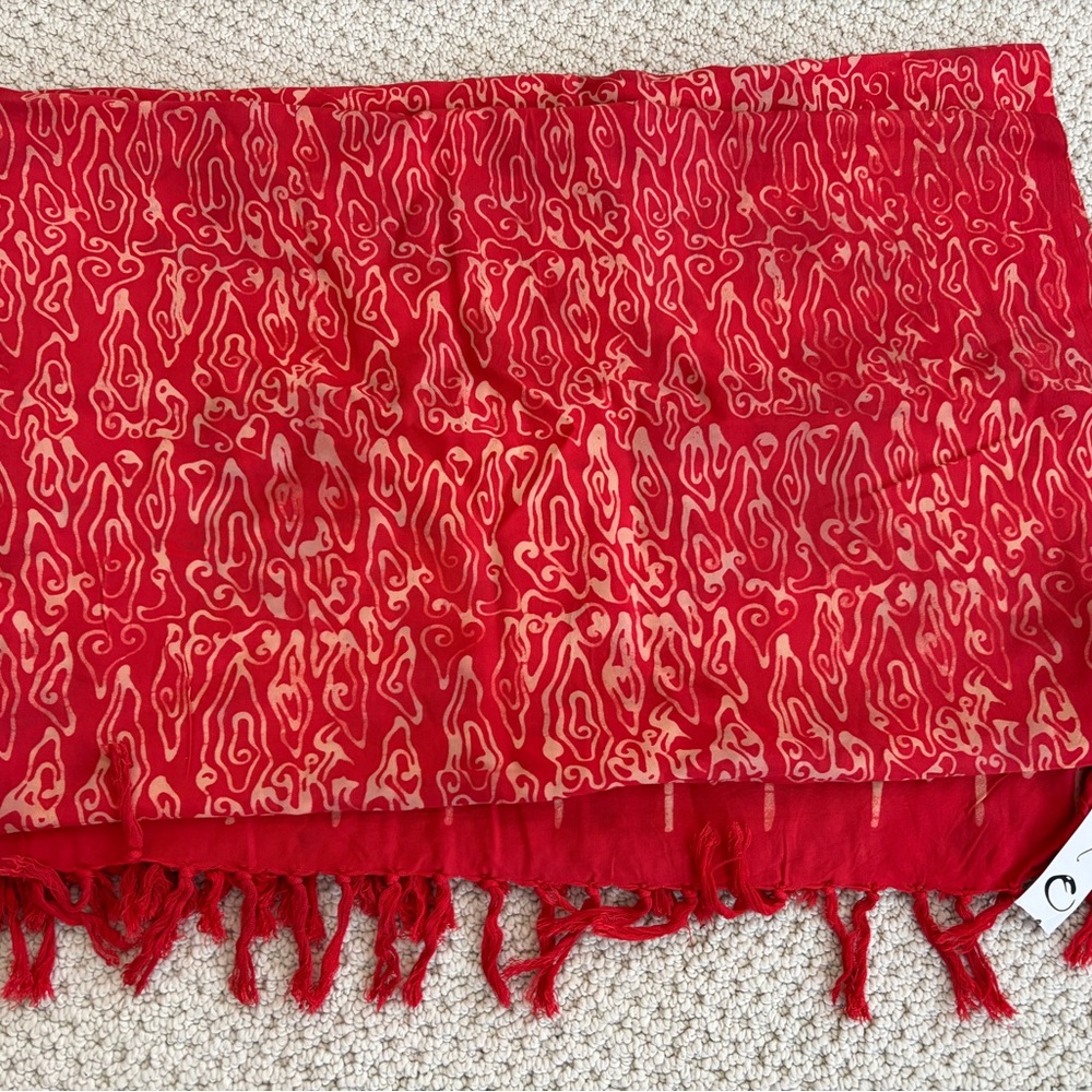 YOA Bohemian Red Orange Fashion Fringed Scarf, Sarong, Shawl 56x44